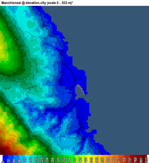 Manchioneal elevation map
