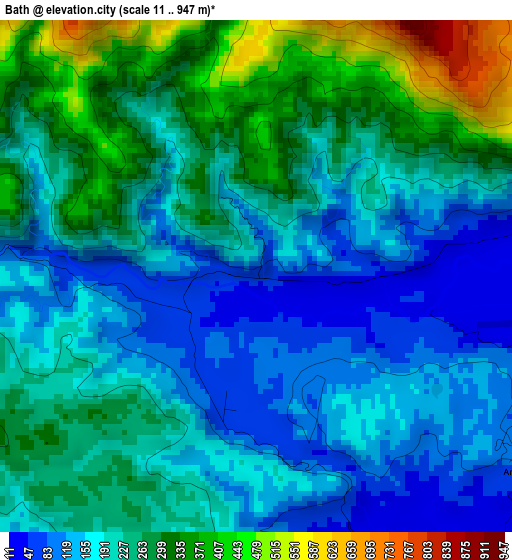 Bath elevation map