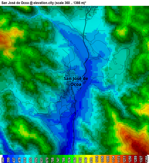 San José de Ocoa elevation map