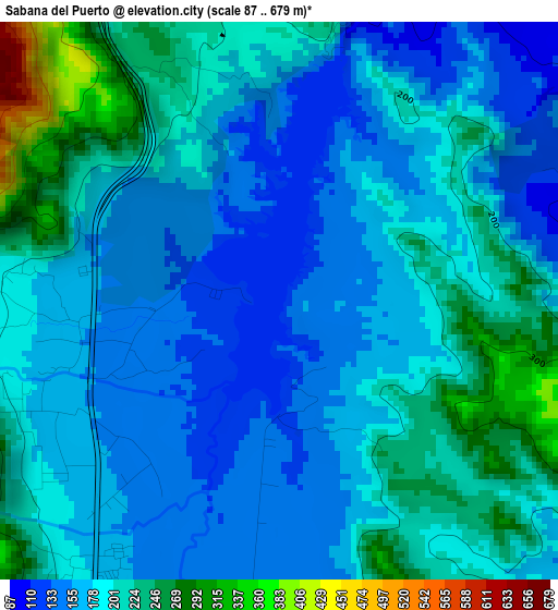 Sabana del Puerto elevation map
