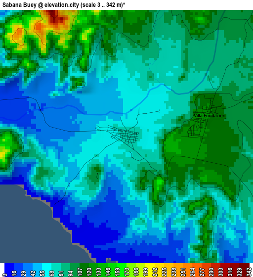 Sabana Buey elevation map