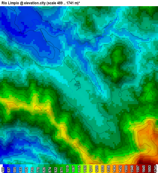 Río Limpio elevation map