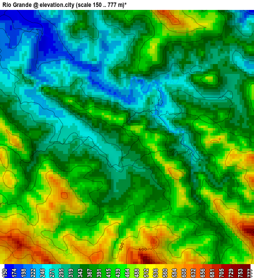 Río Grande elevation map