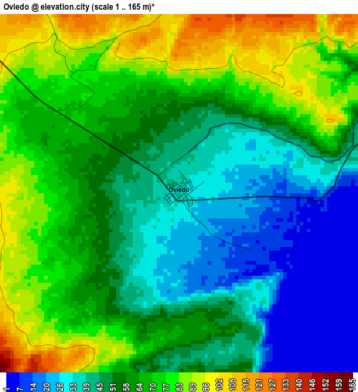Oviedo elevation map