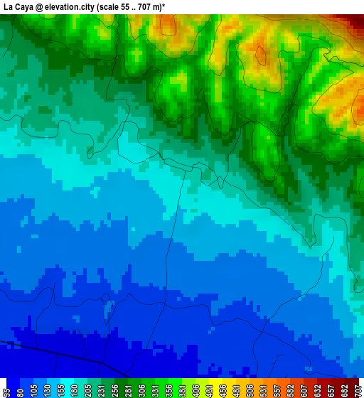 La Caya elevation map