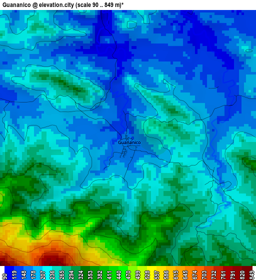 Guananico elevation map