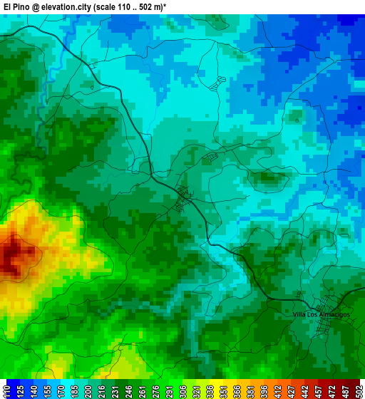 El Pino elevation map