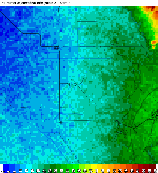 El Palmar elevation map