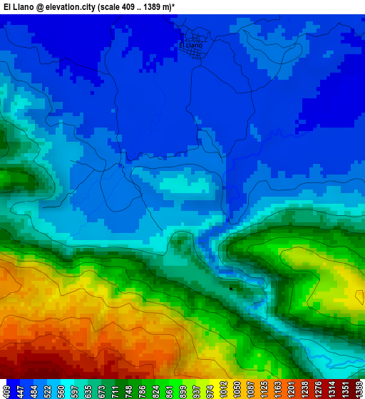El Llano elevation map