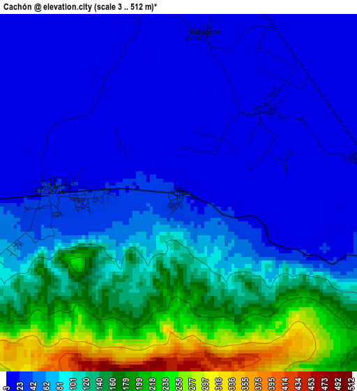 Cachón elevation map
