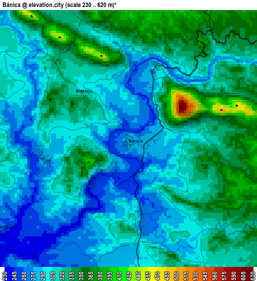 Bánica elevation map