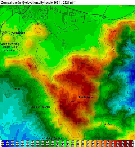 Zumpahuacán elevation map