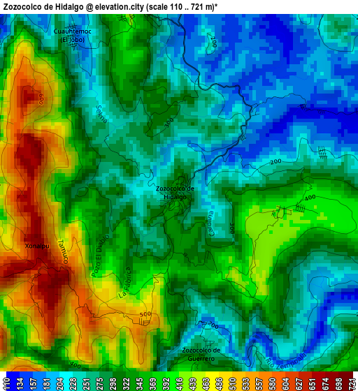 Zozocolco de Hidalgo elevation map