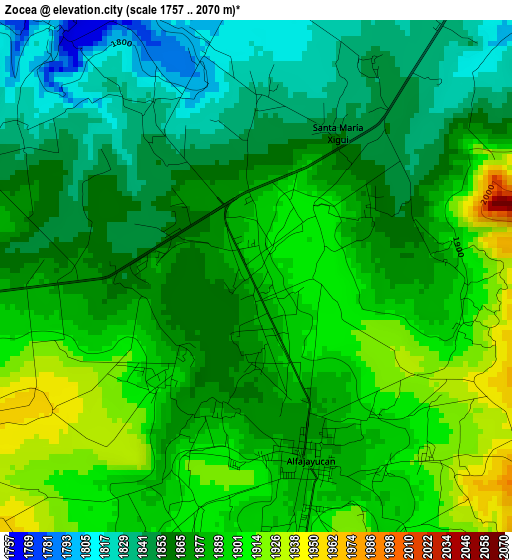 Zocea elevation map