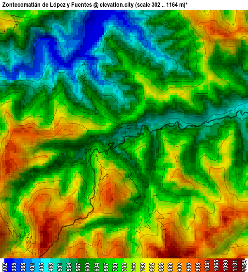 Zontecomatlán de López y Fuentes elevation map