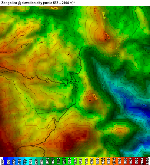 Zongolica elevation map