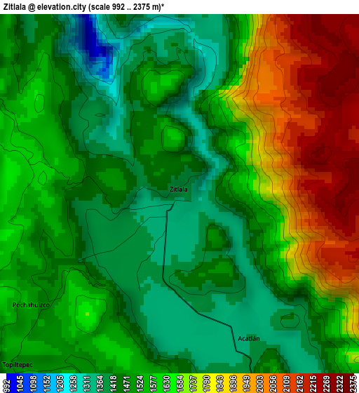 Zitlala elevation map