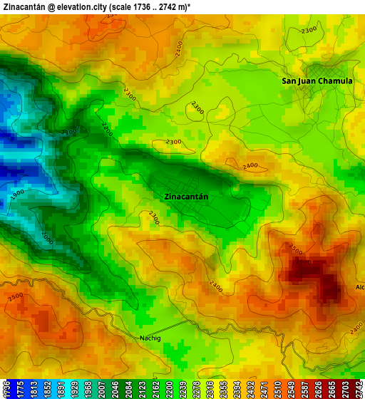 Zinacantán elevation map
