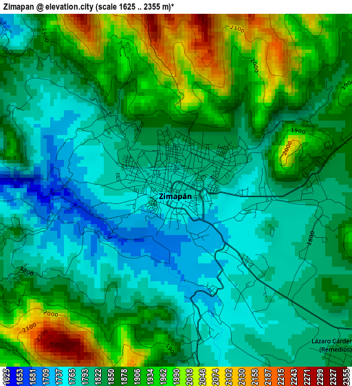 Zimapan elevation map