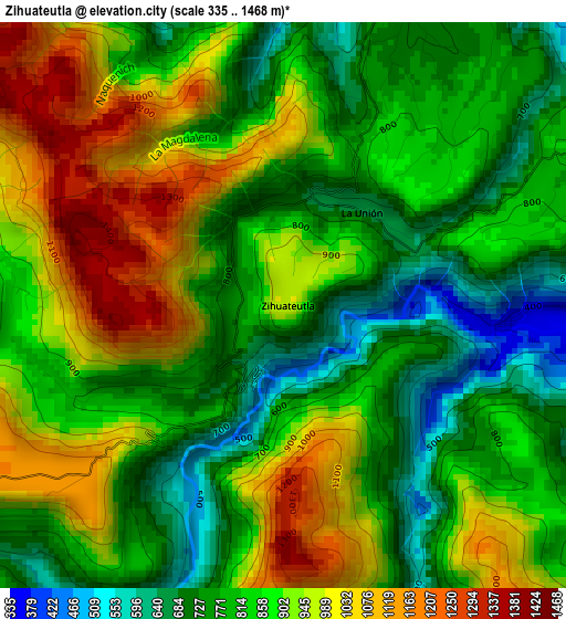 Zihuateutla elevation map