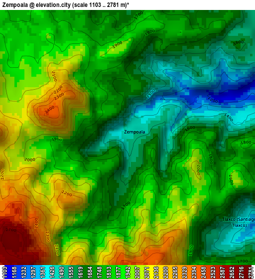 Zempoala elevation map