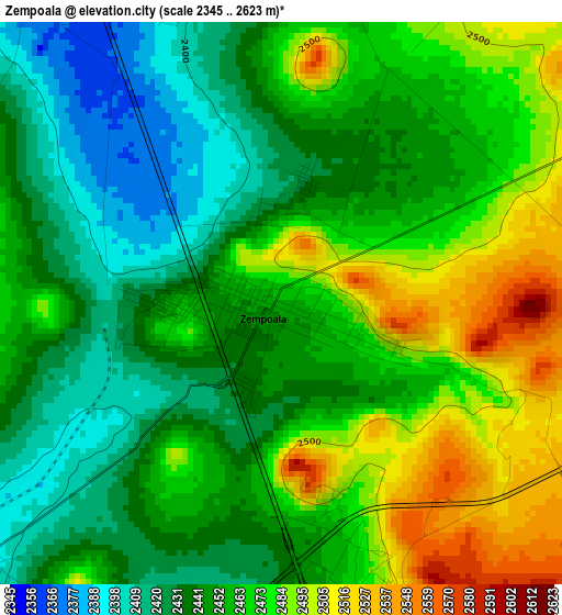 Zempoala elevation map