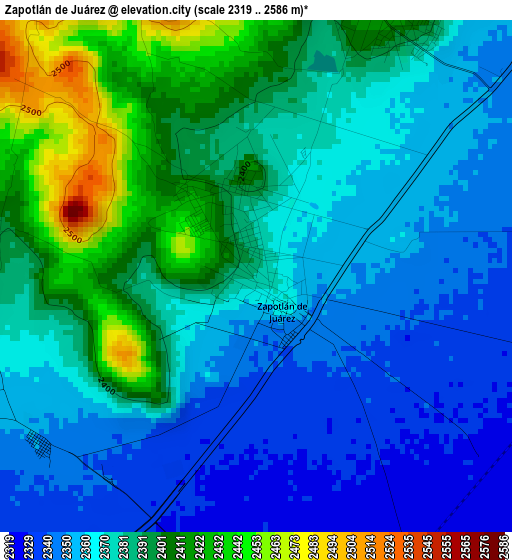 Zapotlán de Juárez elevation map