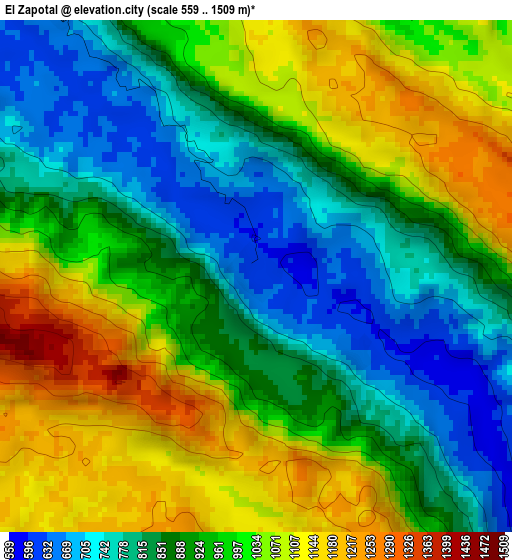 El Zapotal elevation map