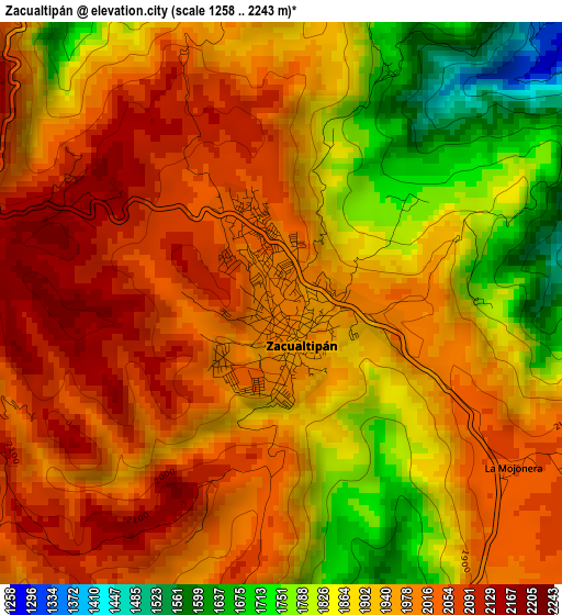 Zacualtipán elevation map