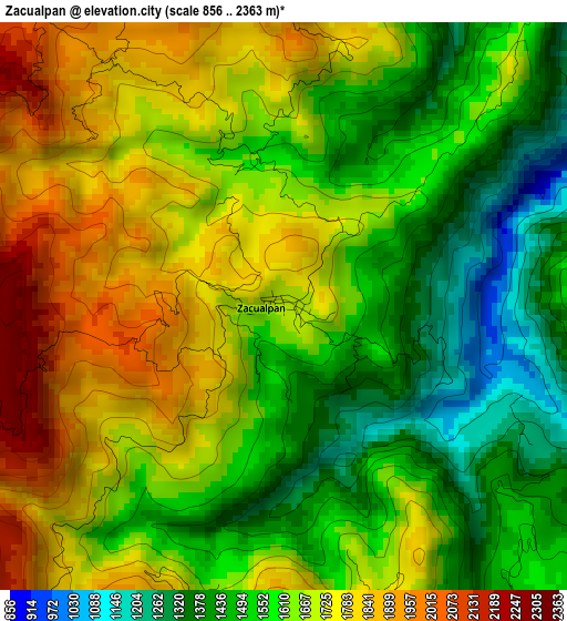 Zacualpan elevation map