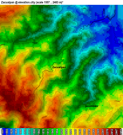 Zacualpan elevation map