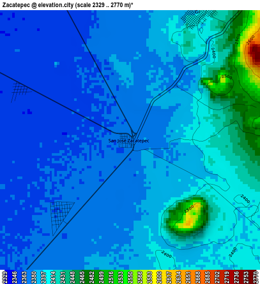 Zacatepec elevation map