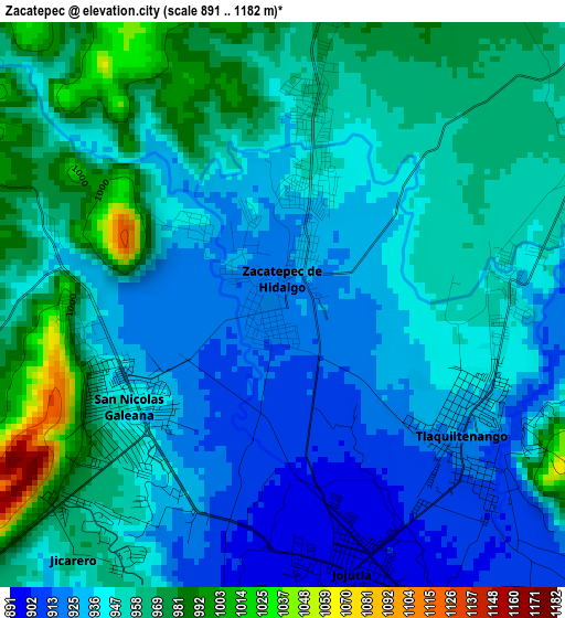 Zacatepec elevation map