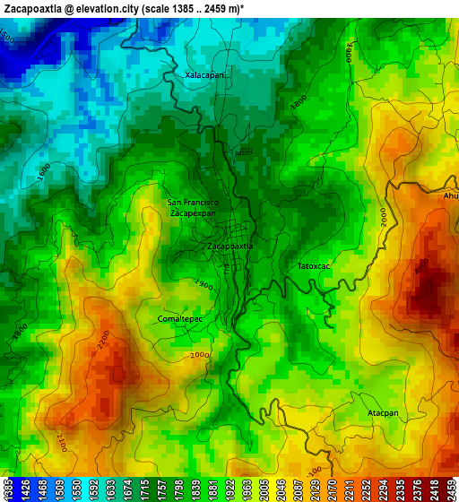 Zacapoaxtla elevation map