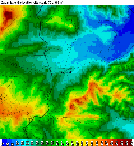 Zacamixtle elevation map