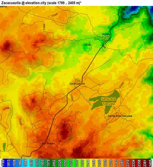 Zacacuautla elevation map