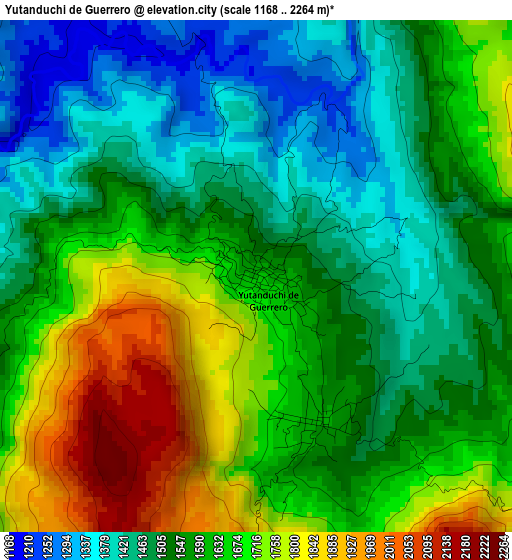 Yutanduchi de Guerrero elevation map