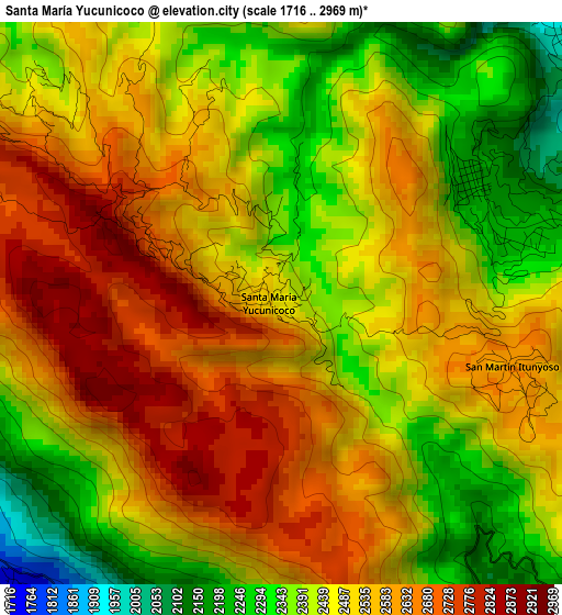 Santa María Yucunicoco elevation map