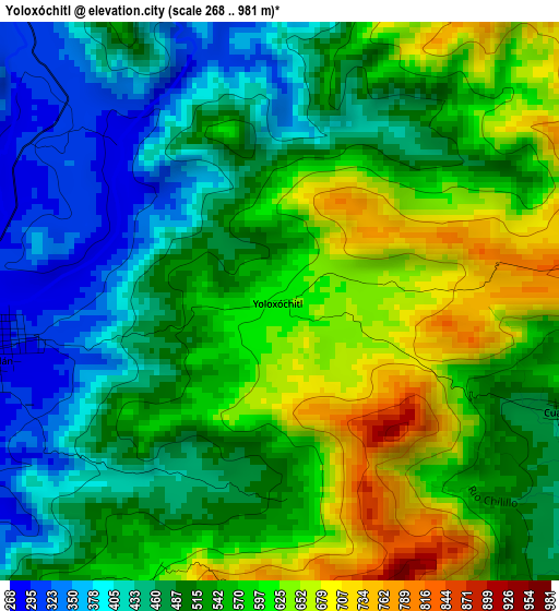 Yoloxóchitl elevation map