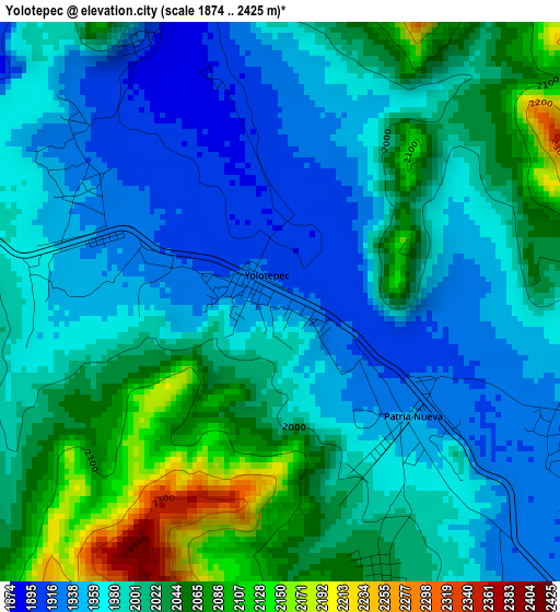 Yolotepec elevation map