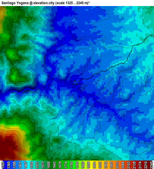 Santiago Yogana elevation map