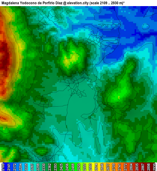 Magdalena Yodocono de Porfirio Díaz elevation map