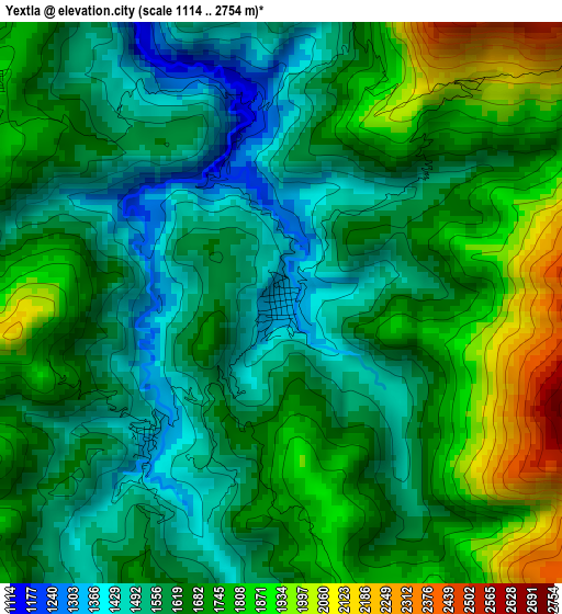 Yextla elevation map