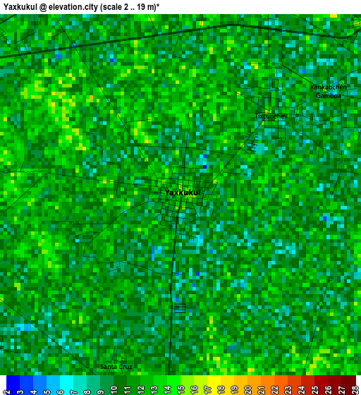 Yaxkukul elevation map