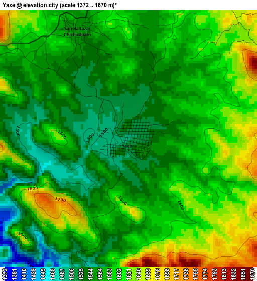Yaxe elevation map