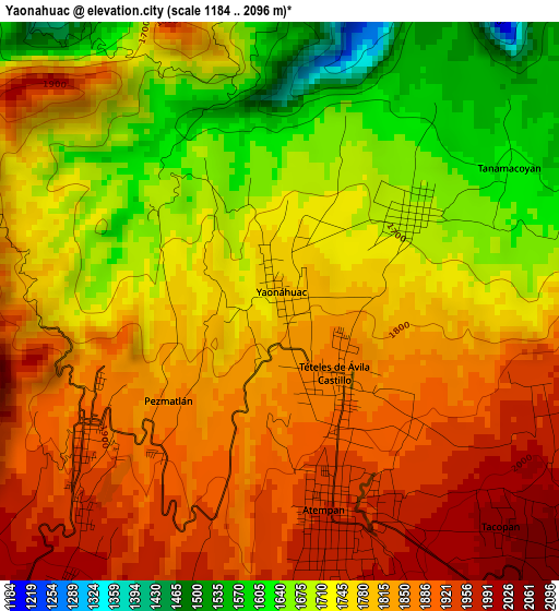 Yaonahuac elevation map