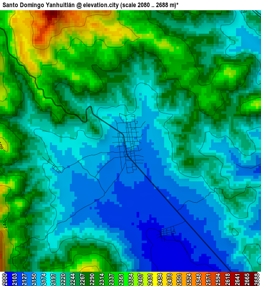 Santo Domingo Yanhuitlán elevation map