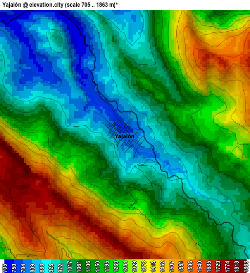 Yajalón elevation map