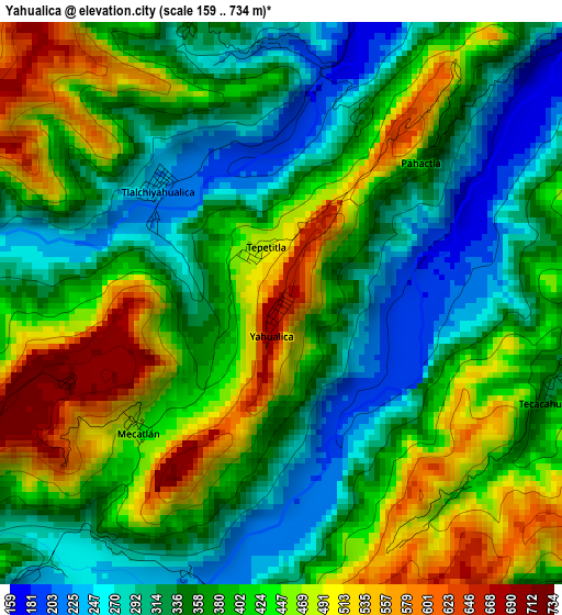 Yahualica elevation map