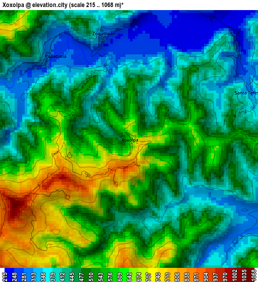 Xoxolpa elevation map